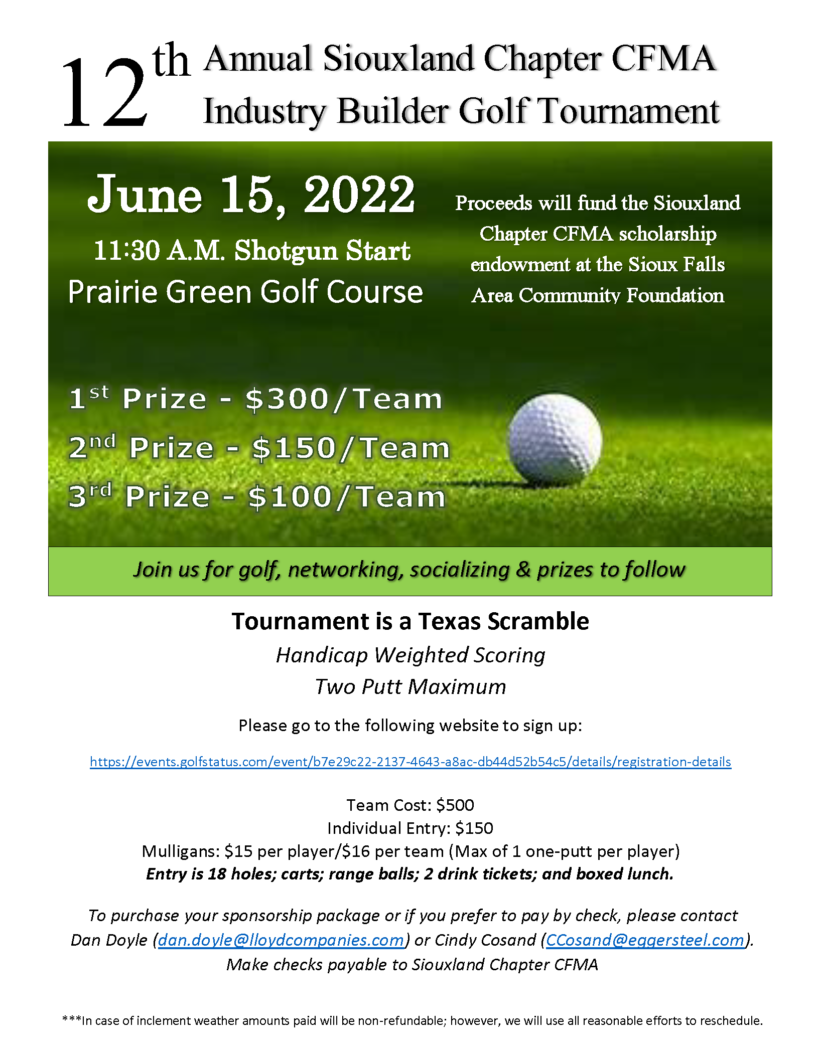 12th Annual Siouxland Chapter CFMA Industry Builder Golf Tournament